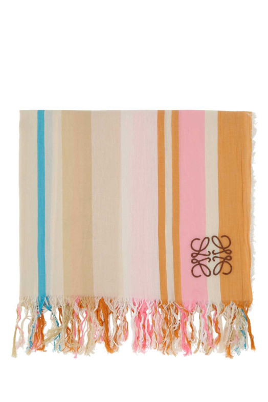 Embroidered cotton beach towel orange LOEWE (K000230X11)