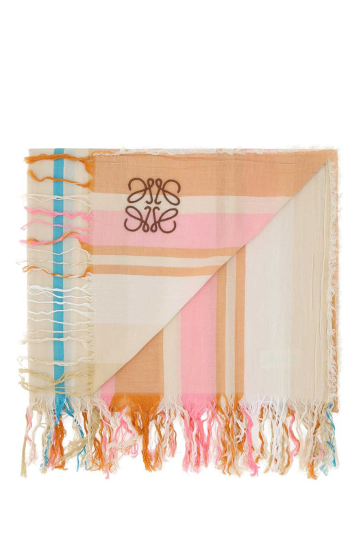 Embroidered cotton beach towel orange LOEWE (K000230X11)