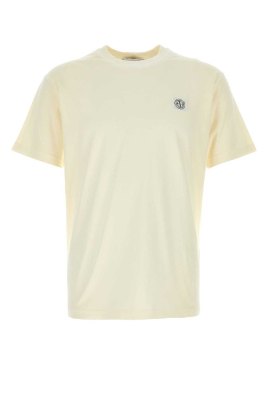Cream cotton t-shirt White STONE ISLAND (L1S152100026S0057)