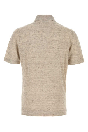 Melange beige linen blend polo shirt BRUNELLO CUCINELLI (M2L00315)