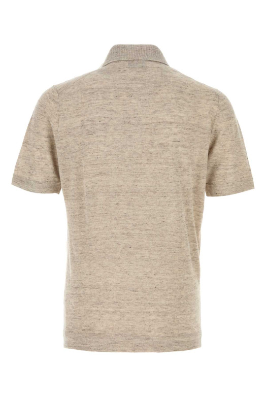 Melange beige linen blend polo shirt BRUNELLO CUCINELLI (M2L00315)