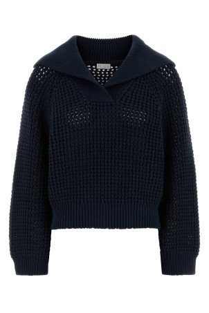 Blue cotton blend sweater BRUNELLO CUCINELLI (M89302602)