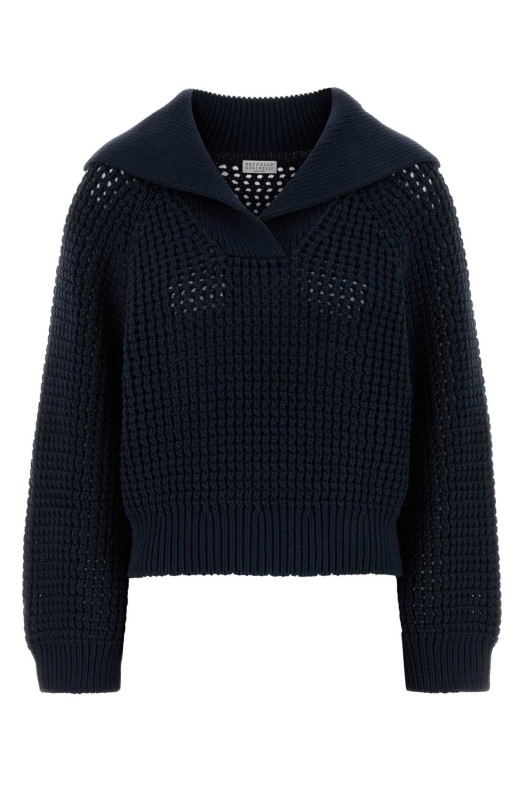 Blue cotton blend sweater BRUNELLO CUCINELLI (M89302602)