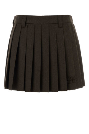 Chocolate wool mini skirt MIU MIU (MG2348SOOO180R)