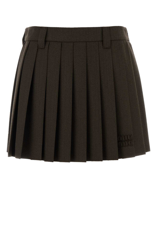 Chocolate wool mini skirt MIU MIU (MG2348SOOO180R)