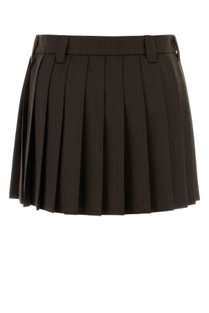 Chocolate wool mini skirt MIU MIU (MG2348SOOO180R)