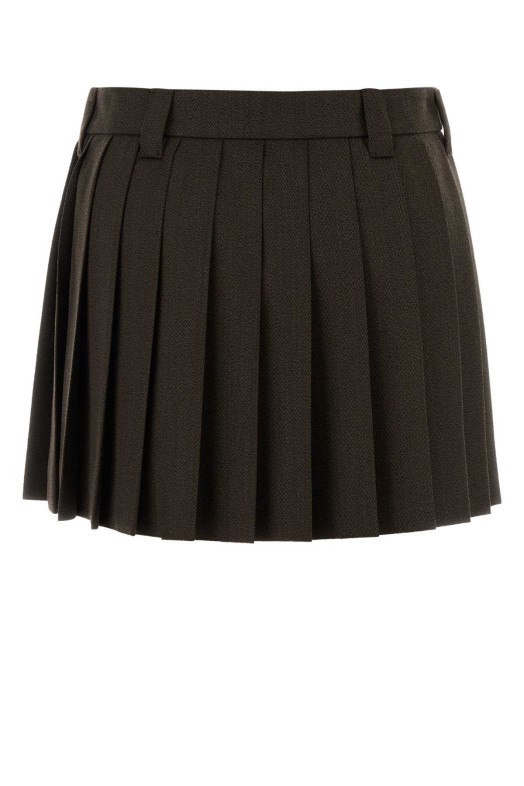 Chocolate wool mini skirt MIU MIU (MG2348SOOO180R)