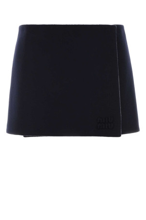 Midnight blue wool blend reversible mini skirt MIU MIU (MG2595SOOO181B)