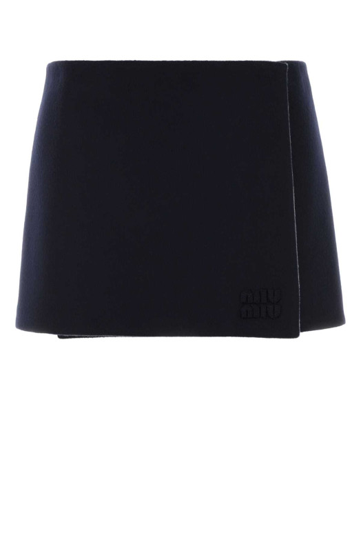 Midnight blue wool blend reversible mini skirt MIU MIU (MG2595SOOO181B)