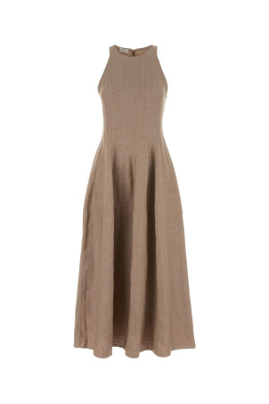 Cappuccino linen blend dress BRUNELLO CUCINELLI (MH526A5171)