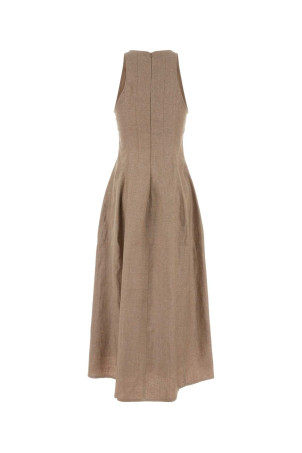 Cappuccino linen blend dress BRUNELLO CUCINELLI (MH526A5171)