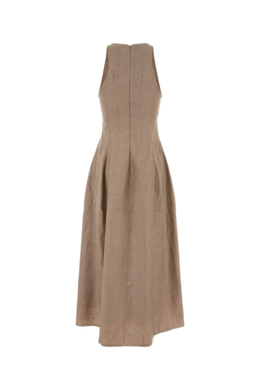 Cappuccino linen blend dress BRUNELLO CUCINELLI (MH526A5171)