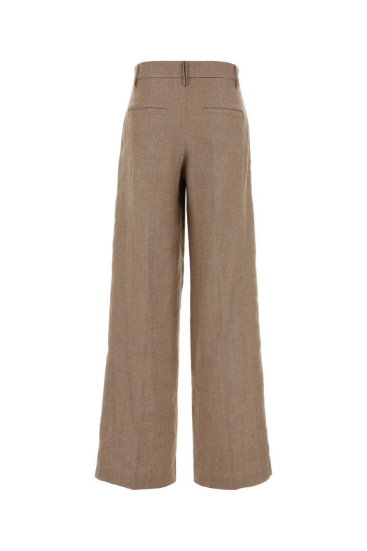 Cappuccino linen blend wide-leg pant BRUNELLO CUCINELLI (MH526P8884)