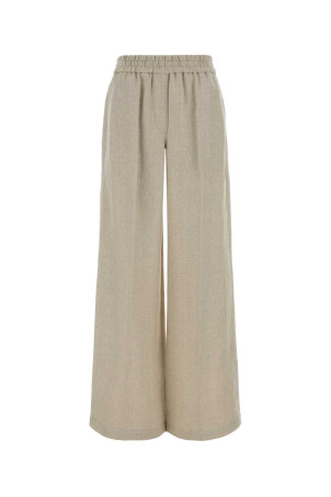 Melange beige linen blend wide-leg pant BRUNELLO CUCINELLI (MH528P9131)