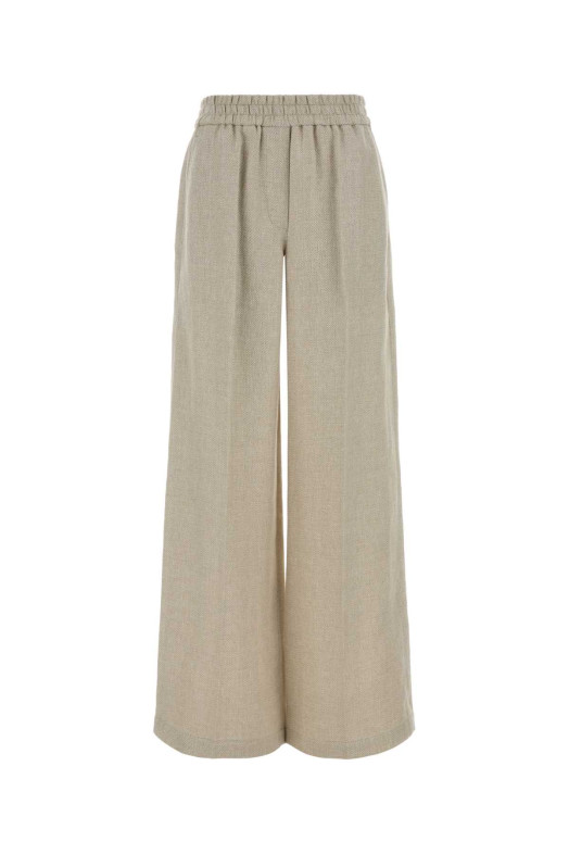Melange beige linen blend wide-leg pant BRUNELLO CUCINELLI (MH528P9131)