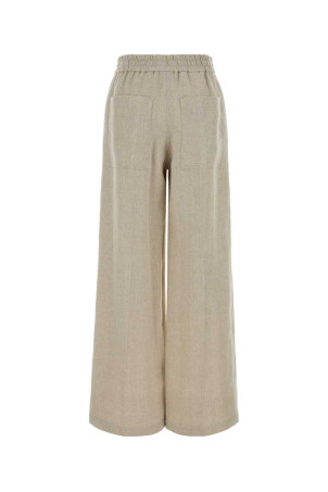 Melange beige linen blend wide-leg pant BRUNELLO CUCINELLI (MH528P9131)