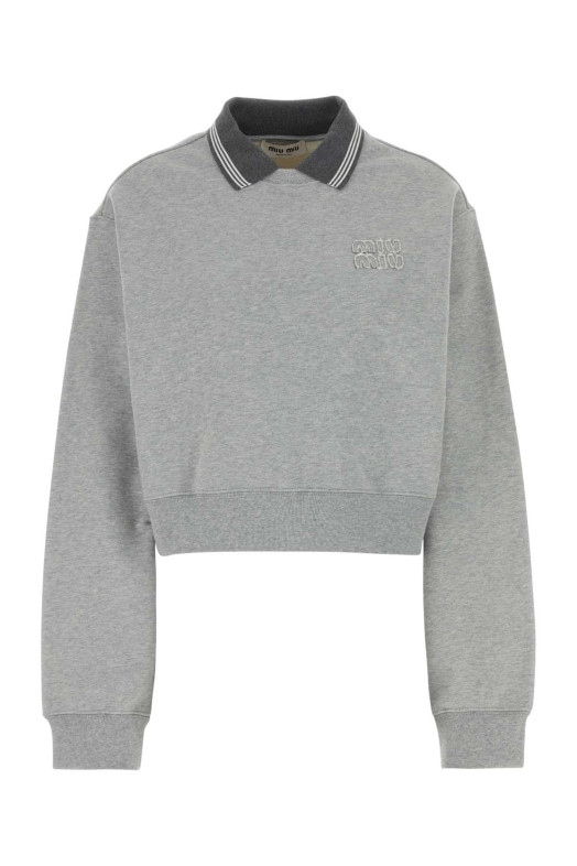 Melange grey cotton oversize sweatshirt MIU MIU (MJLA15SOOO18ZX)