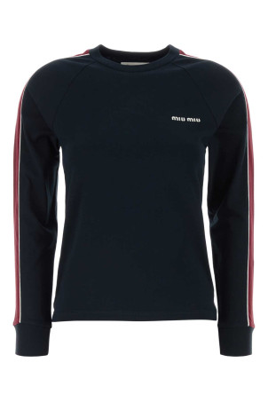 Midnight blue cotton t-shirt MIU MIU (MJLA24SOOO182D)