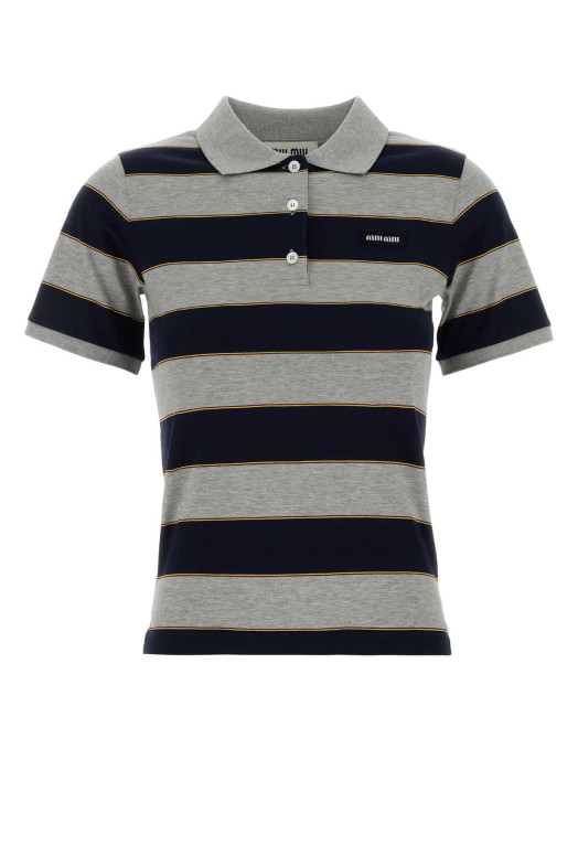 Embroidered cotton polo shirt MIU MIU (MJN536SOOO14RT)