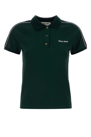 Bottle green cotton polo shirt MIU MIU (MJNA19SOOO182D)