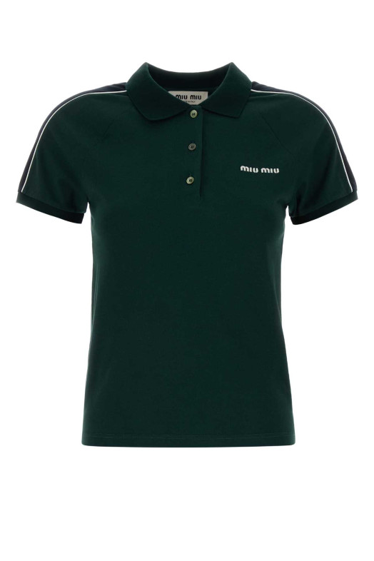 Bottle green cotton polo shirt MIU MIU (MJNA19SOOO182D)