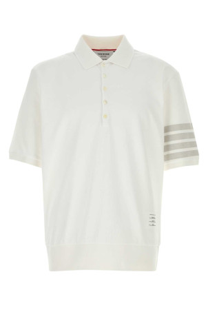 White cotton polo shirt White THOM BROWNE (MJP236AJ0253)