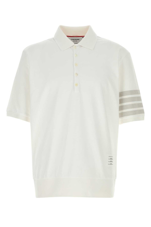 White cotton polo shirt White THOM BROWNE (MJP236AJ0253)