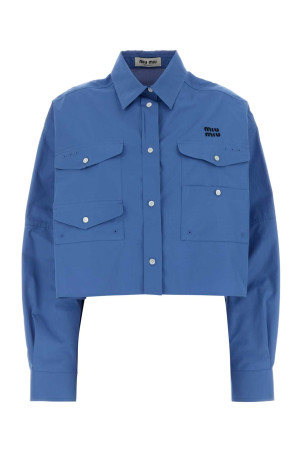 Cerulean poplin oversize shirt MIU MIU (MK2025SOOO10RG)