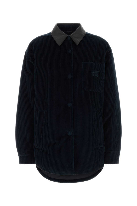 Midnight blue corduroy down jacket Blue MIU MIU (ML1322SOOO179R)