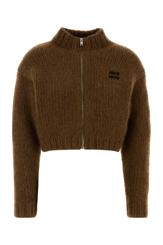 Brown cashmere cardigan MIU MIU (MMF00LSOOO18SQ)