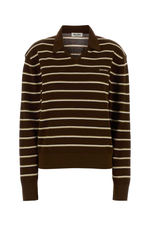 Embroidered stretch cotton blend polo shirt MIU MIU (MML03ESOOO183M)