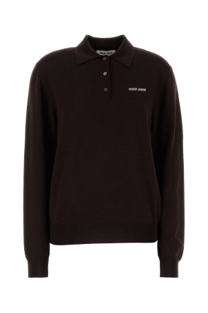 Chocolate wool polo shirt MIU MIU (MML934SOOO14RH)
