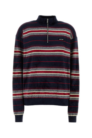 Embroidered chenille sweater Blue MIU MIU (MMR465SOOO185M)