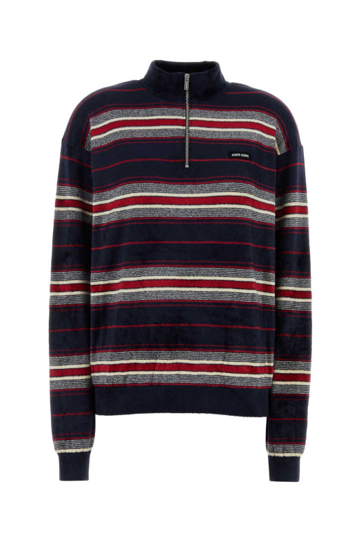 Embroidered chenille sweater Blue MIU MIU (MMR465SOOO185M)