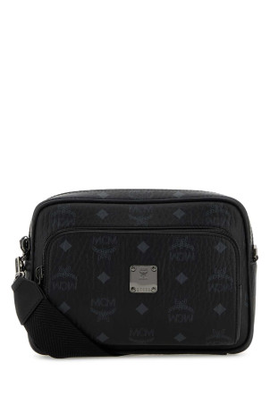Printed canvas Aren crossbody bag Black and white MCM (MMRGSTA01)