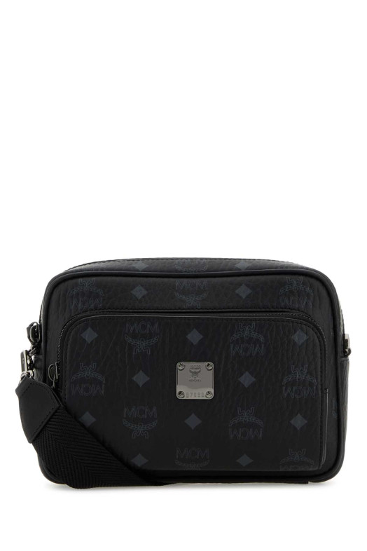 Printed canvas Aren crossbody bag Black and white MCM (MMRGSTA01)