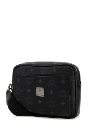 Printed canvas Aren crossbody bag Black and white MCM (MMRGSTA01)