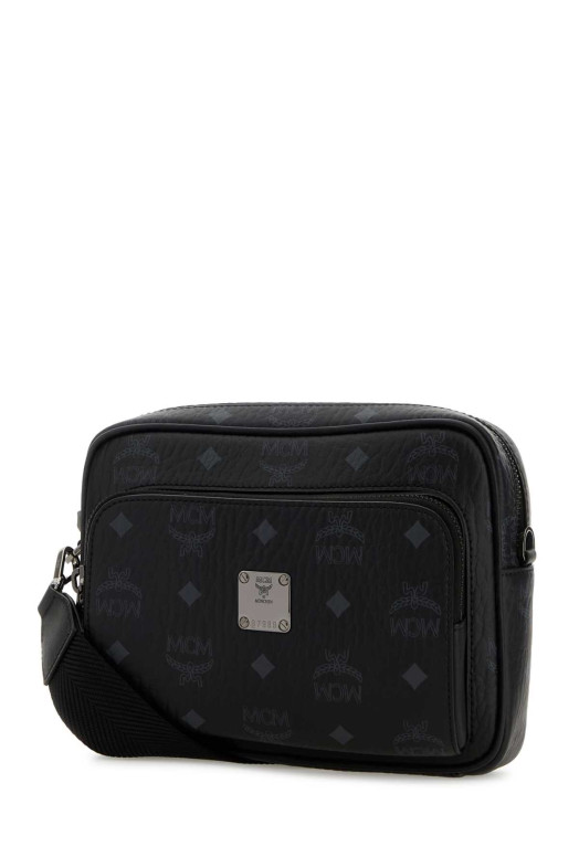 Printed canvas Aren crossbody bag Black and white MCM (MMRGSTA01)