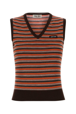 Embroidered wool vest Red MIU MIU (MMV337SOOO1844)