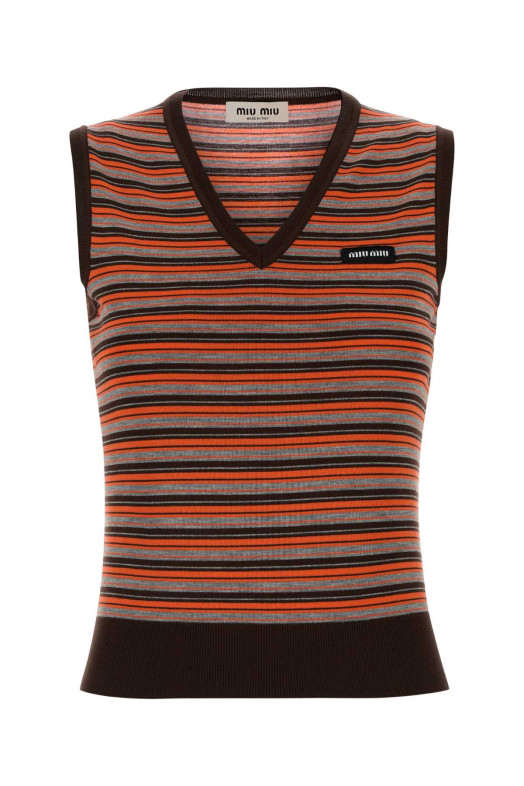 Embroidered wool vest Red MIU MIU (MMV337SOOO1844)