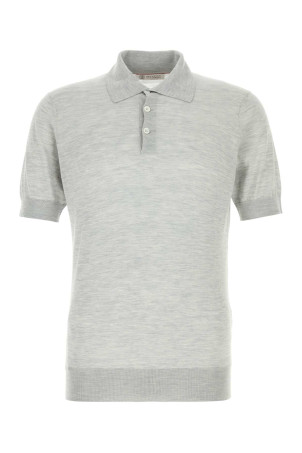 Grey silk blend polo shirt Gray BRUNELLO CUCINELLI (MNB805405)