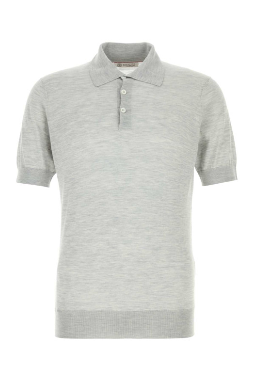Grey silk blend polo shirt Gray BRUNELLO CUCINELLI (MNB805405)