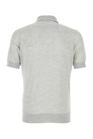 Grey silk blend polo shirt Gray BRUNELLO CUCINELLI (MNB805405)