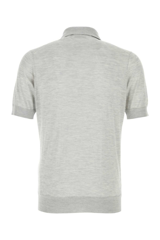 Grey silk blend polo shirt Gray BRUNELLO CUCINELLI (MNB805405)
