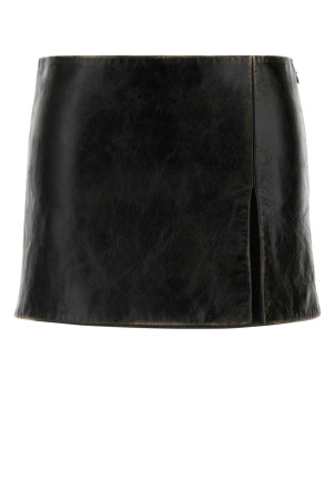 Black leather mini skirt Black MIU MIU (MPD831SOOO18BU)