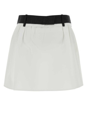 White poplin mini skirt Black PRADA (P185ZCSOOO18NO)