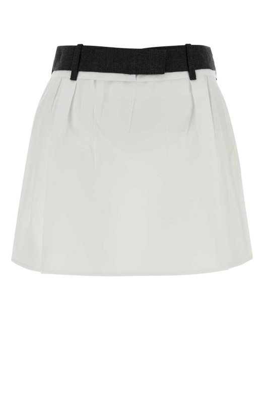 White poplin mini skirt Black PRADA (P185ZCSOOO18NO)
