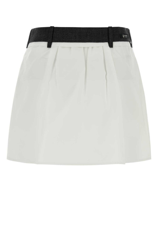 White poplin mini skirt Black PRADA (P185ZCSOOO18NO)