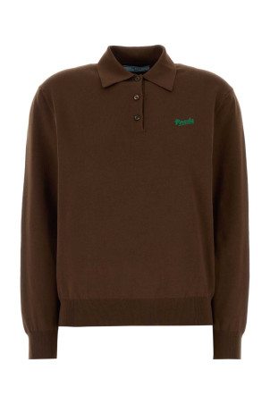 Brown silk blend polo shirt PRADA (P24B3CSOOO19DA)