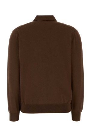 Brown silk blend polo shirt PRADA (P24B3CSOOO19DA)